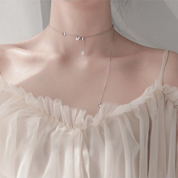 *NEW Sterling Silver Diamond Butterfly Necklace - Picture 6 of 15